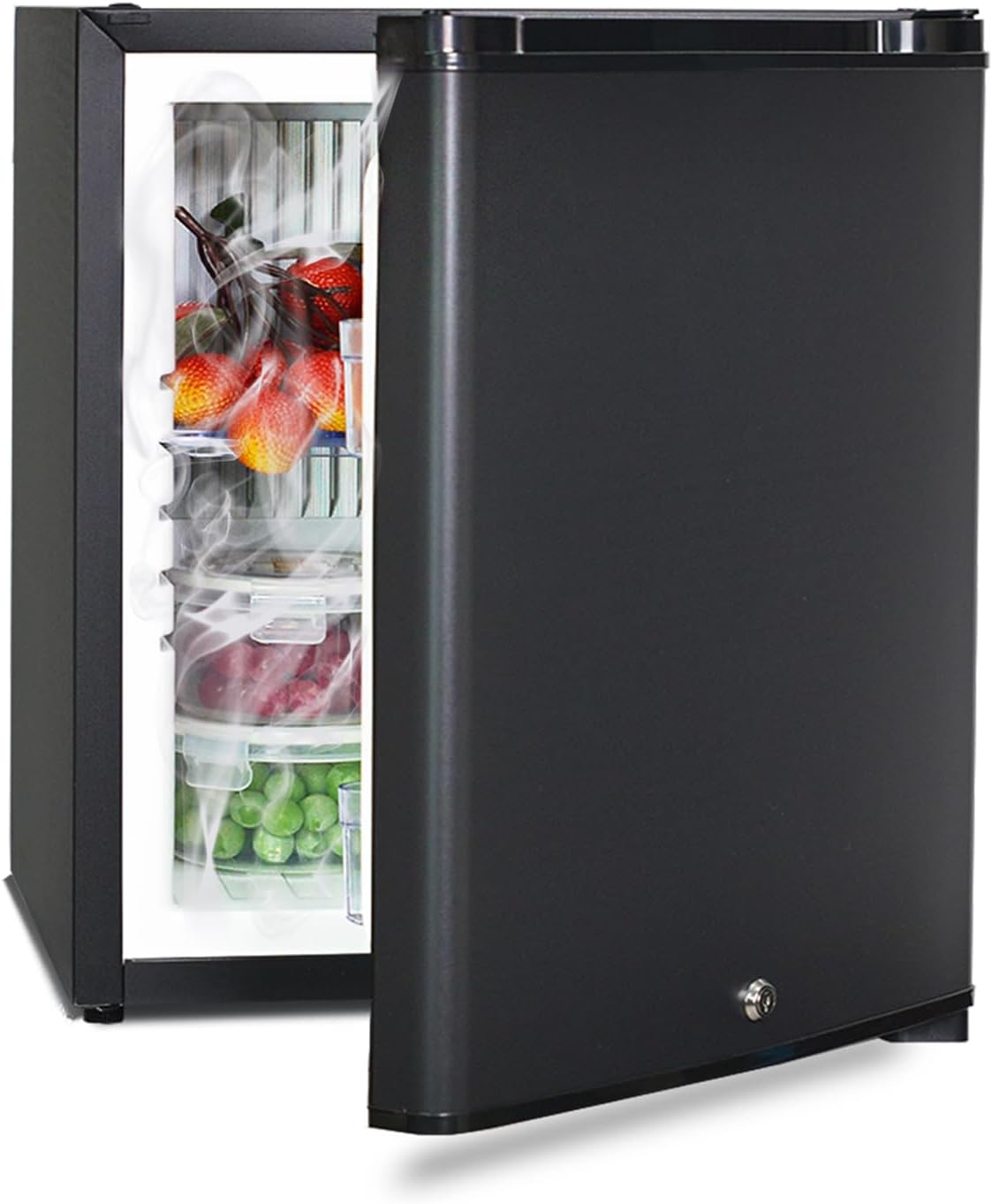 Smad Mini-Kühlschrank, 230v, 12v, 30 L, Schwarz, Camping Kühlschrank, Mini Kühlschrank mit Schloss für Auto, Büro und Schlafzimmer