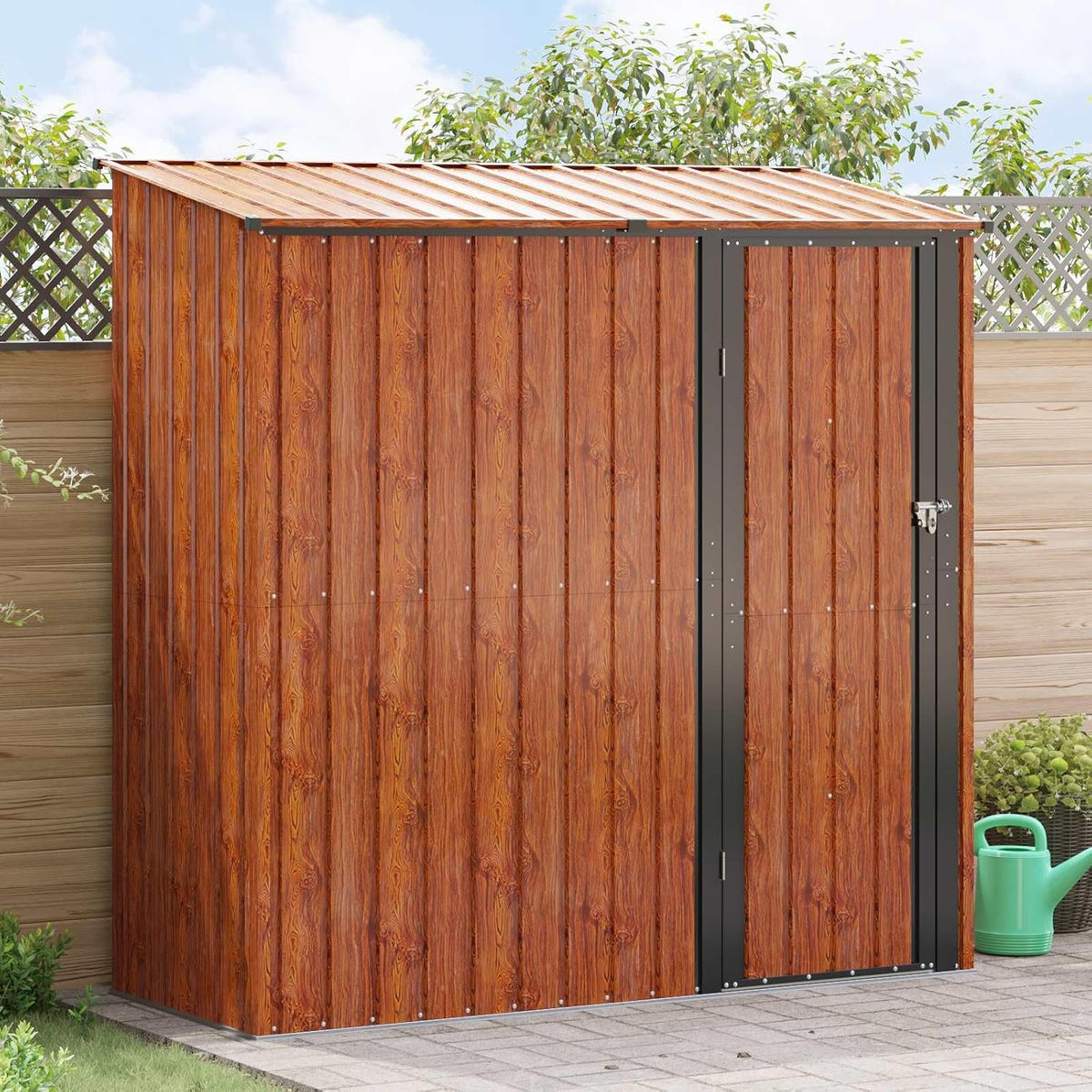 Gerätehaus ChicAbode, 203 x 85,5 x 200 cm, Metall, Braun, Gartenhütten Metall