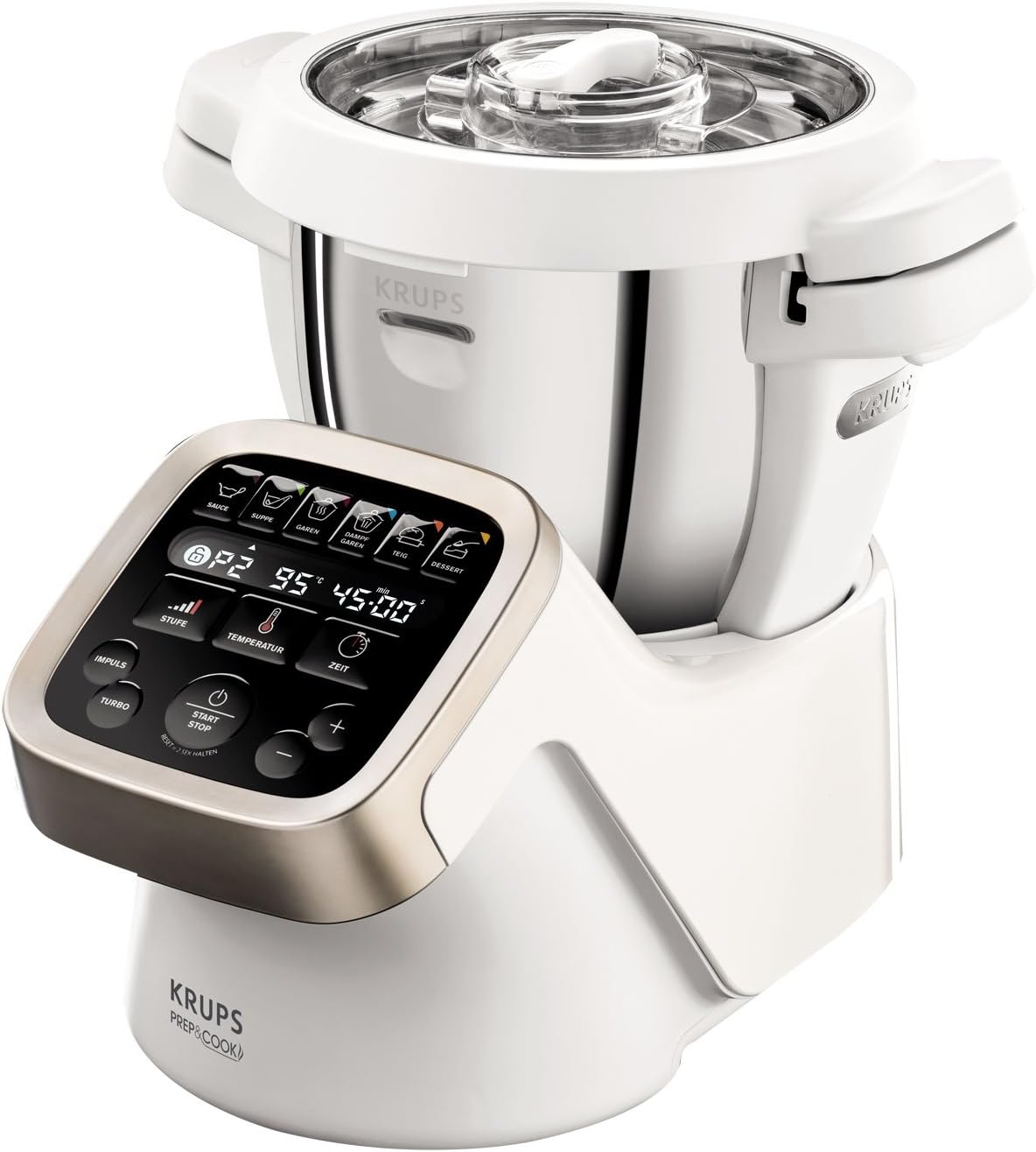 KRUPS Universalküchenmaschinen, Weiß/Edelstahl, Prep&Cook Multifunktions- Küchenmaschine HP5031, 1550 Watt, bis zu 12.000 U/m