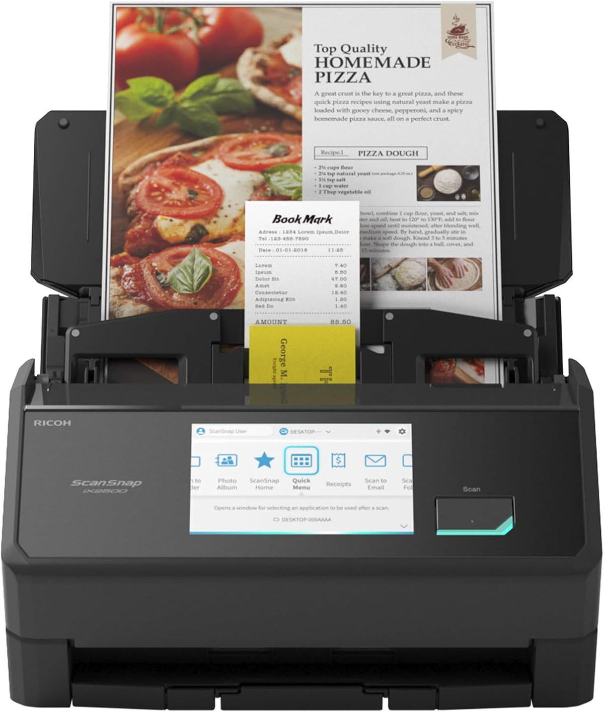 ScanSnap Dokumentenscanner, Schwarz, iX2500, Ultraschneller Duplex-Scanner mit 45 S./Min., 100-Blatt-ADF, 600DPI